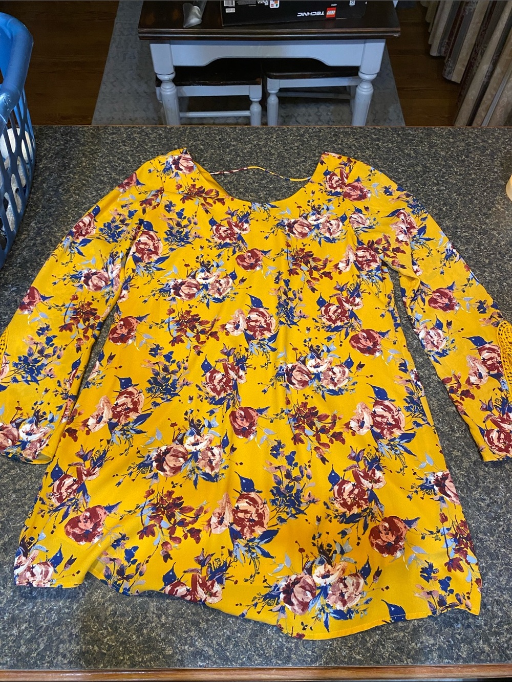 Speechless Mustard Yellow Floral Long-Sleeve Tunic